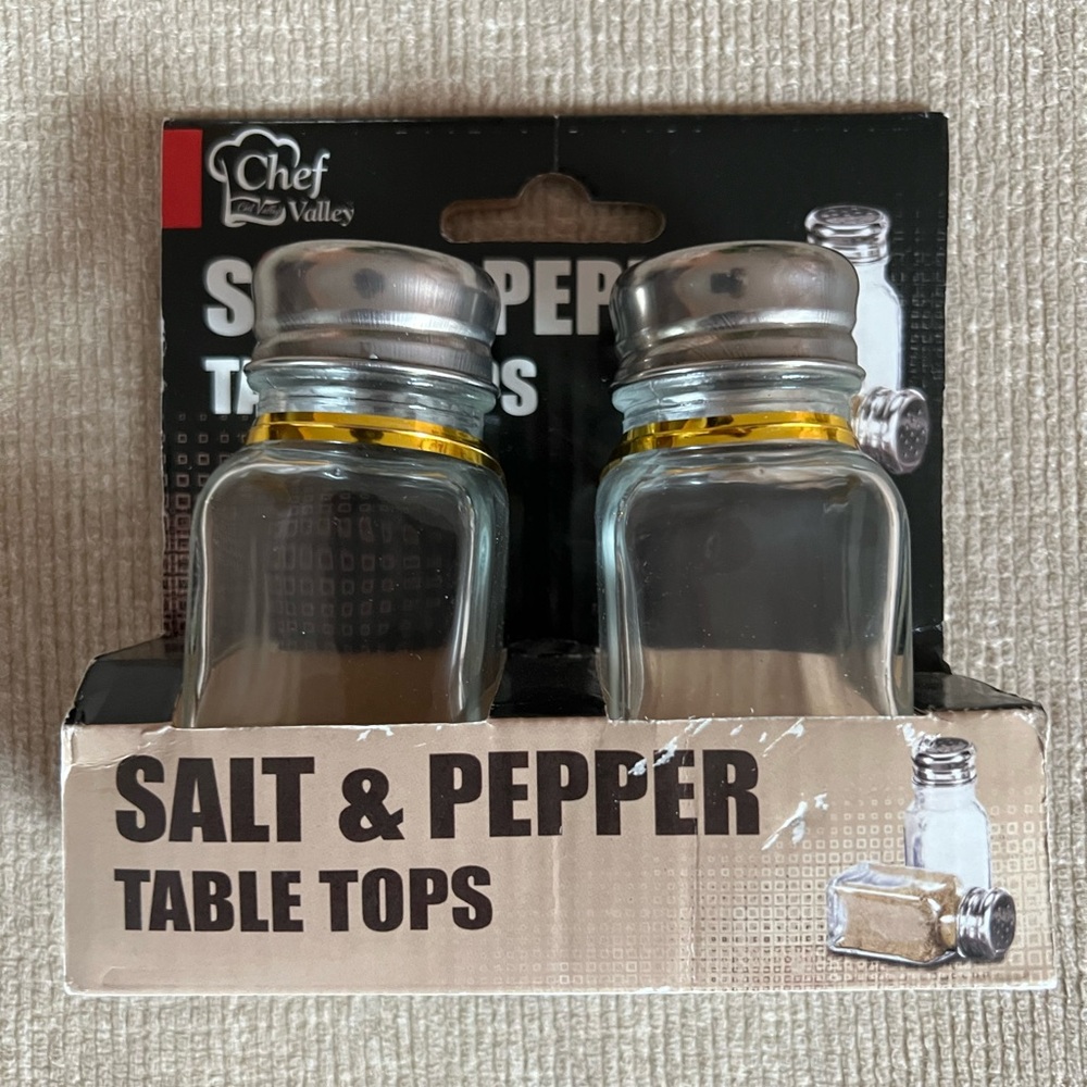 Chef Valley Salt & Pepper Shakers with Silver Lids
